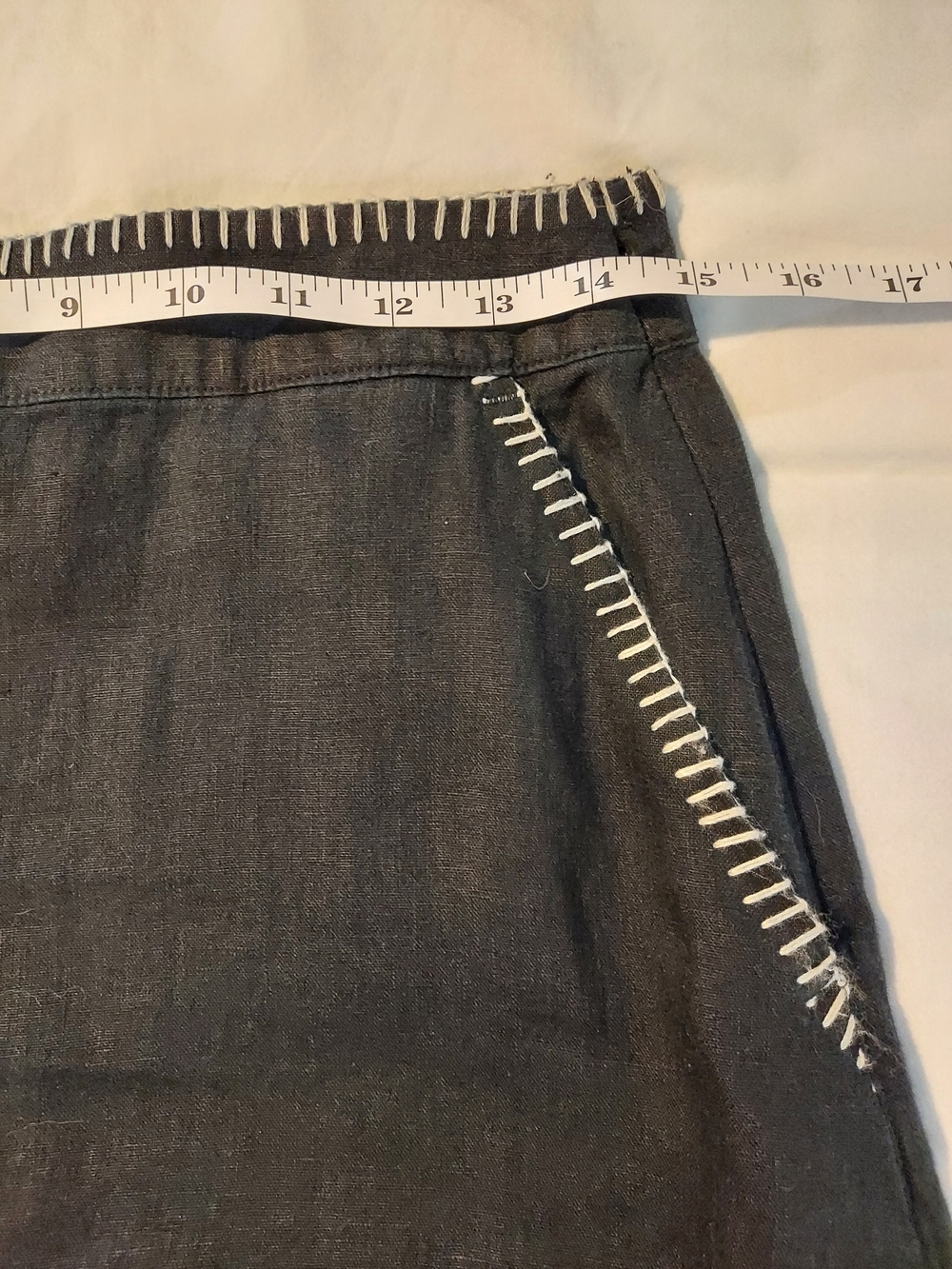 Rachel Zoe Black Linen Maxi Skirt with White Whipstitch Trim - Picture 5 of 8